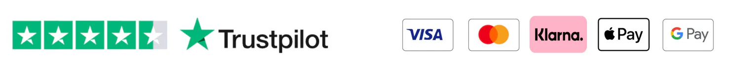 Trustpilot 4.8 Sterne · Visa, Mastercard, Klarna, Apple Pay, Google Pay